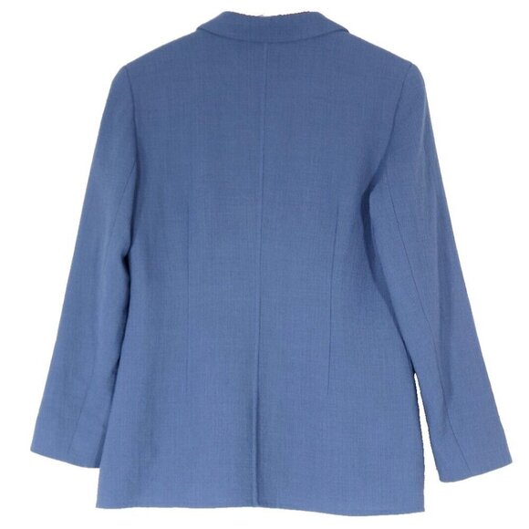 Lafayette 148 Women's Size US8 Blue Blazer Single Button Wool Crepe Jacket $1695 - Picture 8 of 10